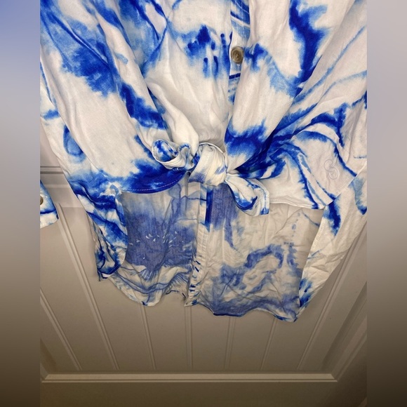 CALIA by Carrie Underwood Tie Dye Button Down Cover Up - Picture 10 of 11